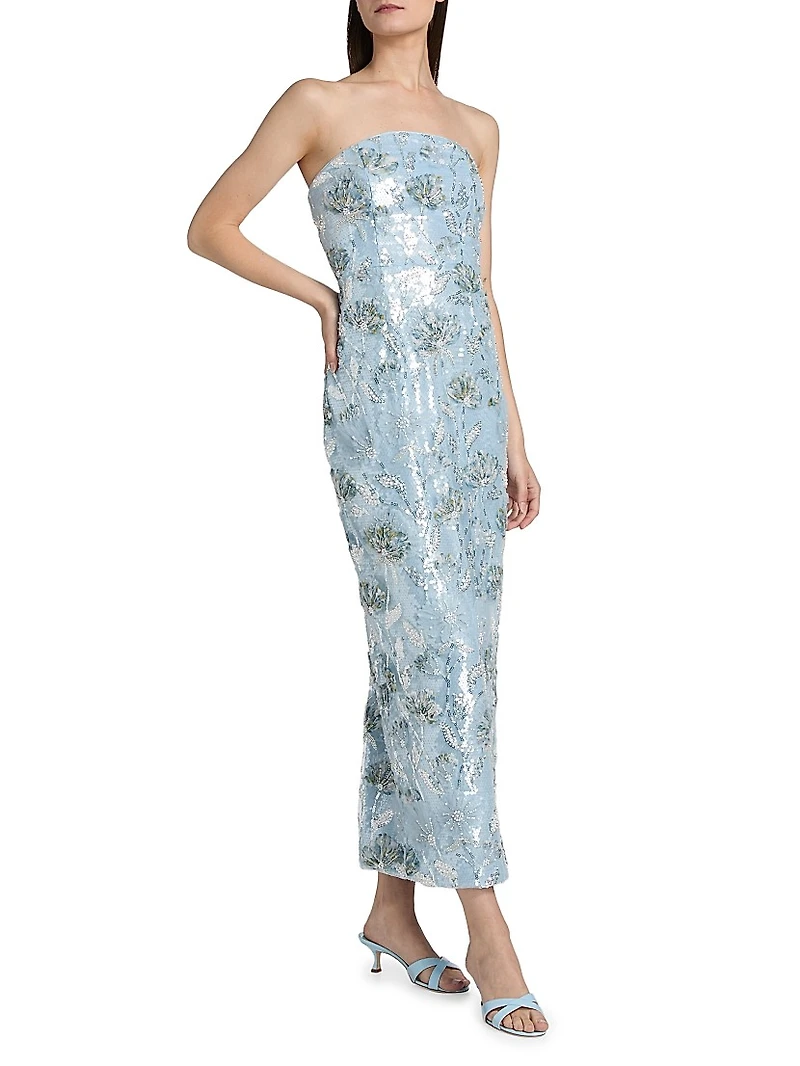 Jasmine Sequined Strapless Column Dress