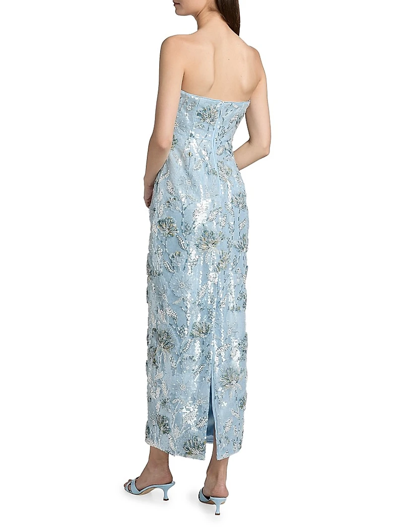 Jasmine Sequined Strapless Column Dress