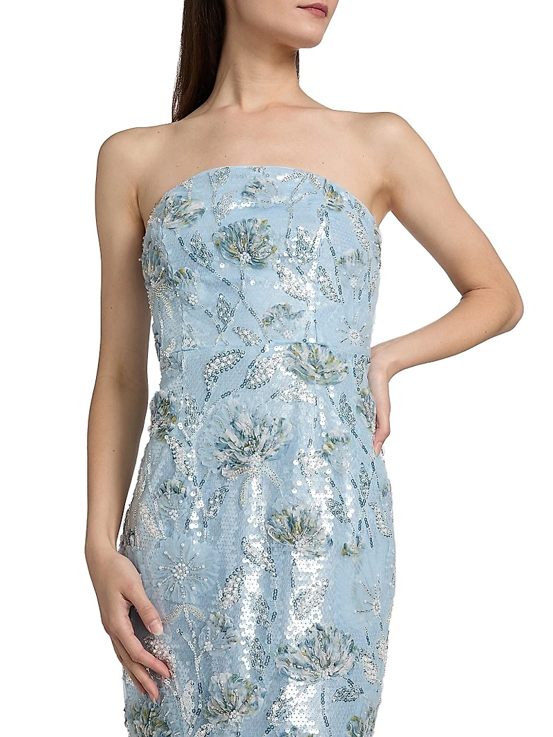 Jasmine Sequined Strapless Column Dress