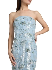Jasmine Sequined Strapless Column Dress