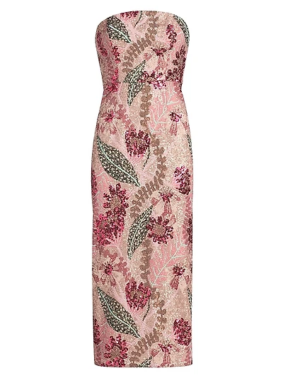 Esmeralda Sequined Bandeau Midi-Dress