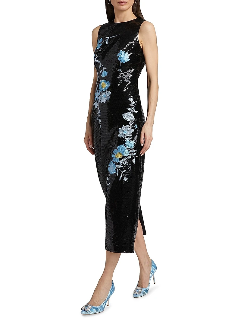 Tiana Floral Sequinned Dress