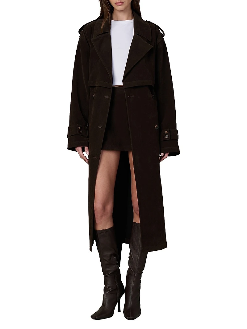 The Elizabeth Faux-Suede Trench Coat