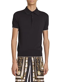Silk-Blend Knit Polo Shirt