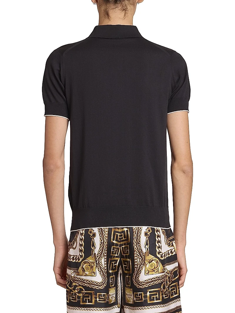 Silk-Blend Knit Polo Shirt