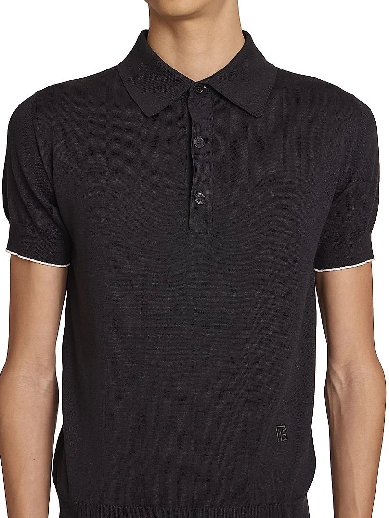 Silk-Blend Knit Polo Shirt