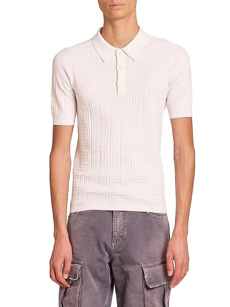 Monogrammed Knit Polo Shirt