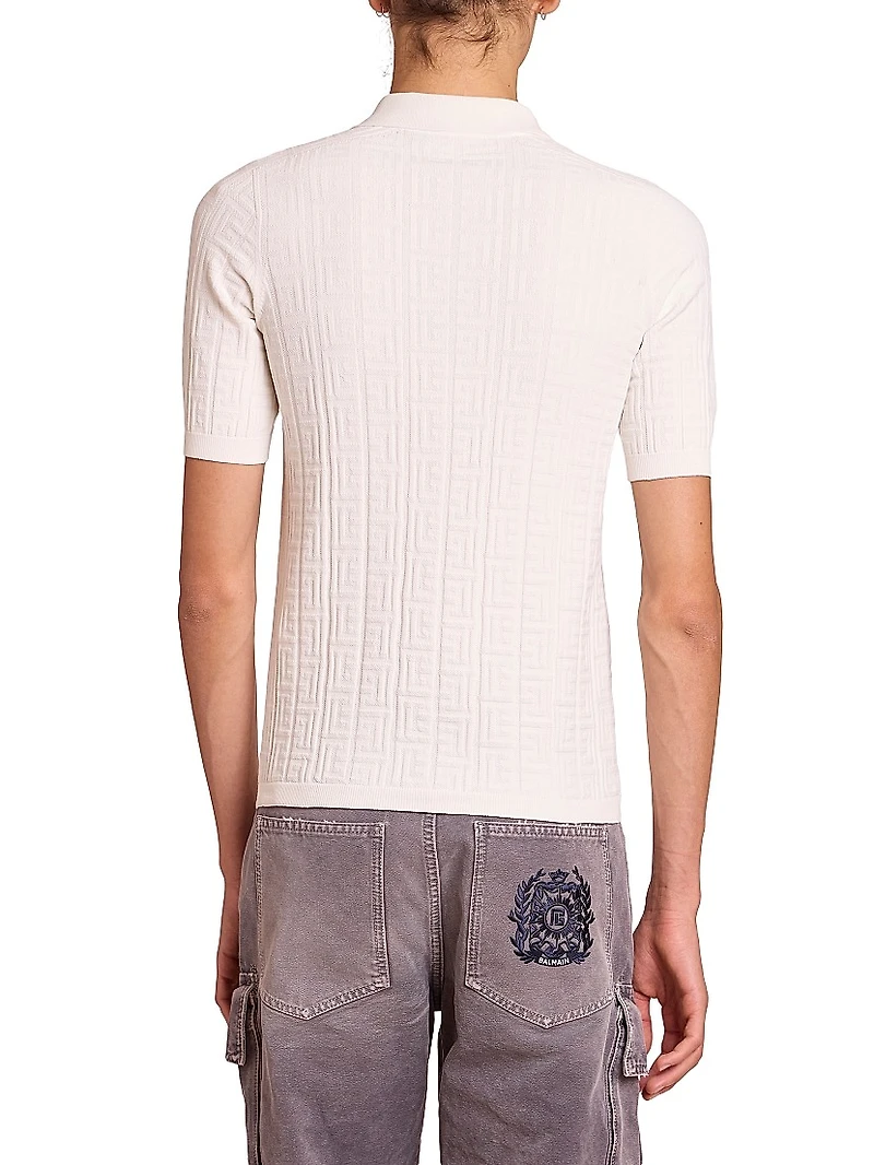 Monogrammed Knit Polo Shirt