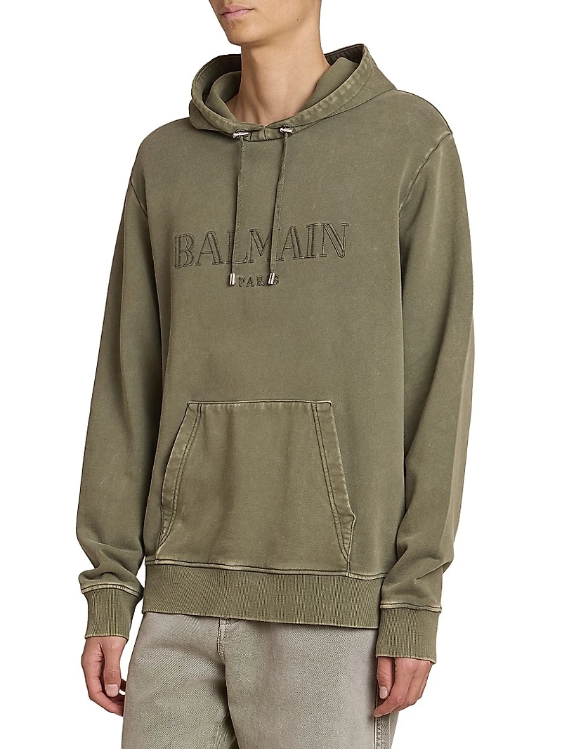 Embroidered Logo Cotton Hoodie