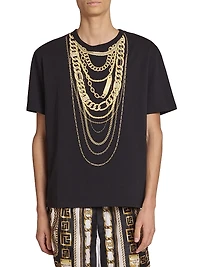 Trompe L'œil Chains-Print Cotton T-Shirt