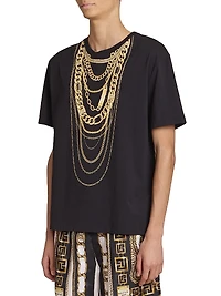 Trompe L'œil Chains-Print Cotton T-Shirt