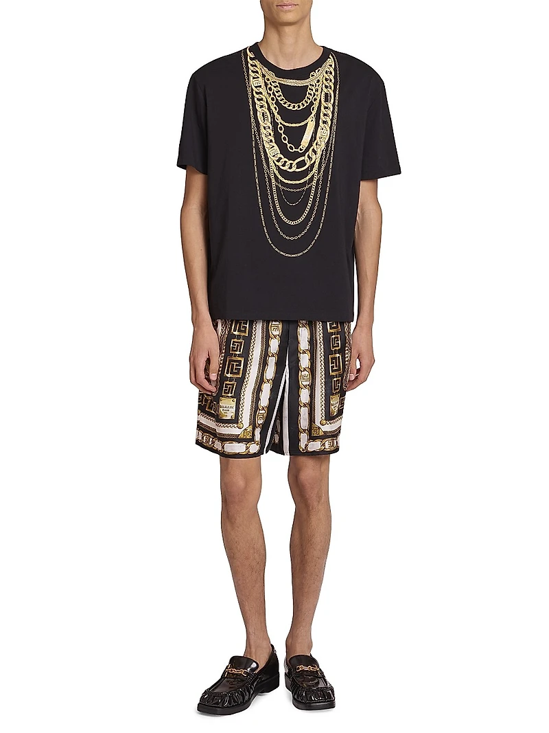 Trompe L'œil Chains-Print Cotton T-Shirt
