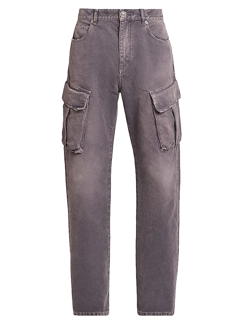 Faded Denim Cargo Pants