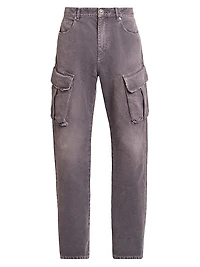 Faded Denim Cargo Pants