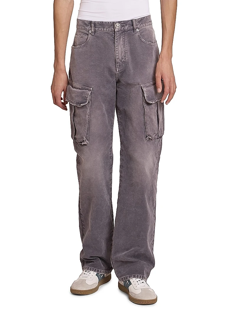 Faded Denim Cargo Pants