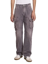 Faded Denim Cargo Pants