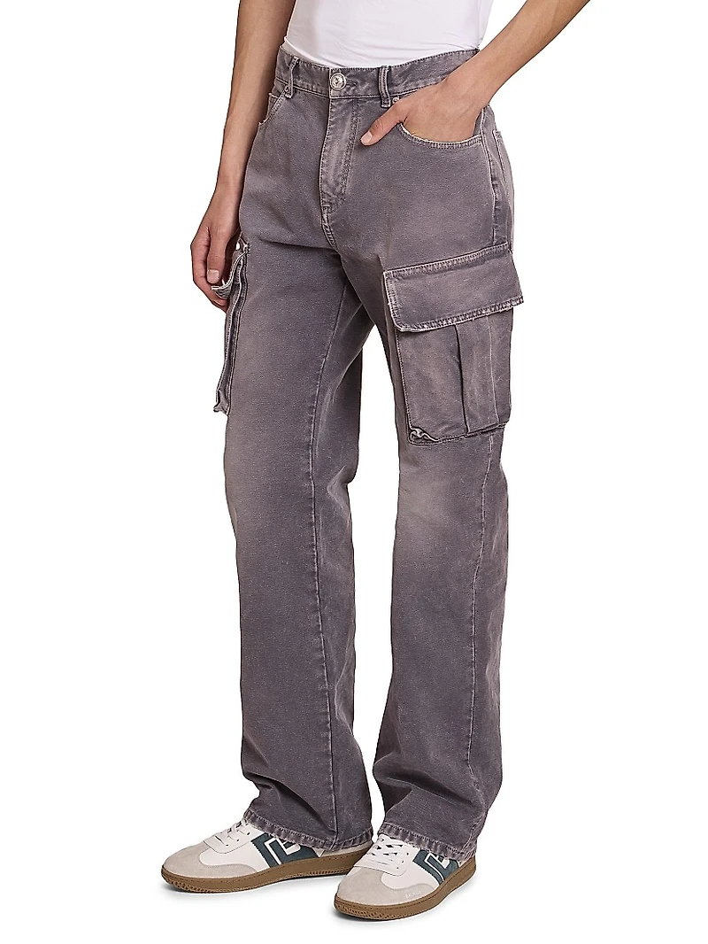 Faded Denim Cargo Pants