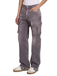 Faded Denim Cargo Pants