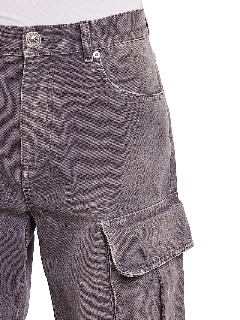 Faded Denim Cargo Pants