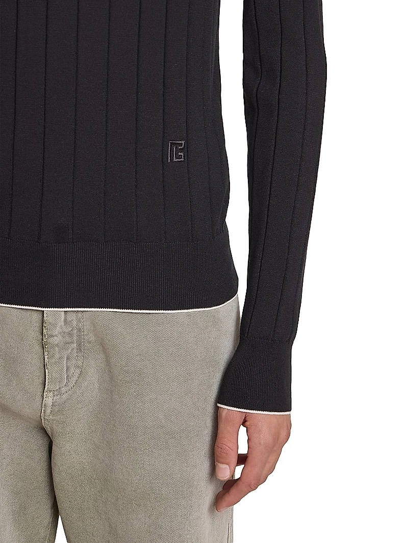 Logo-Embroidered Silk-Blend Sweater