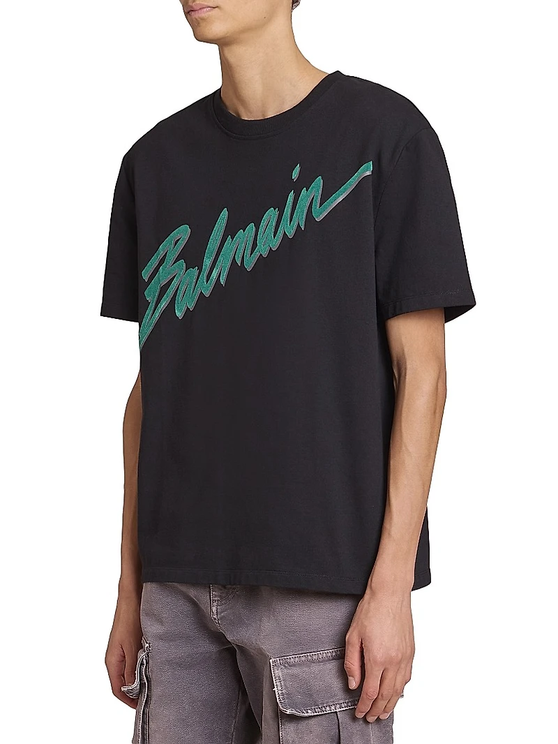 Flocked Logo Cotton T-Shirt