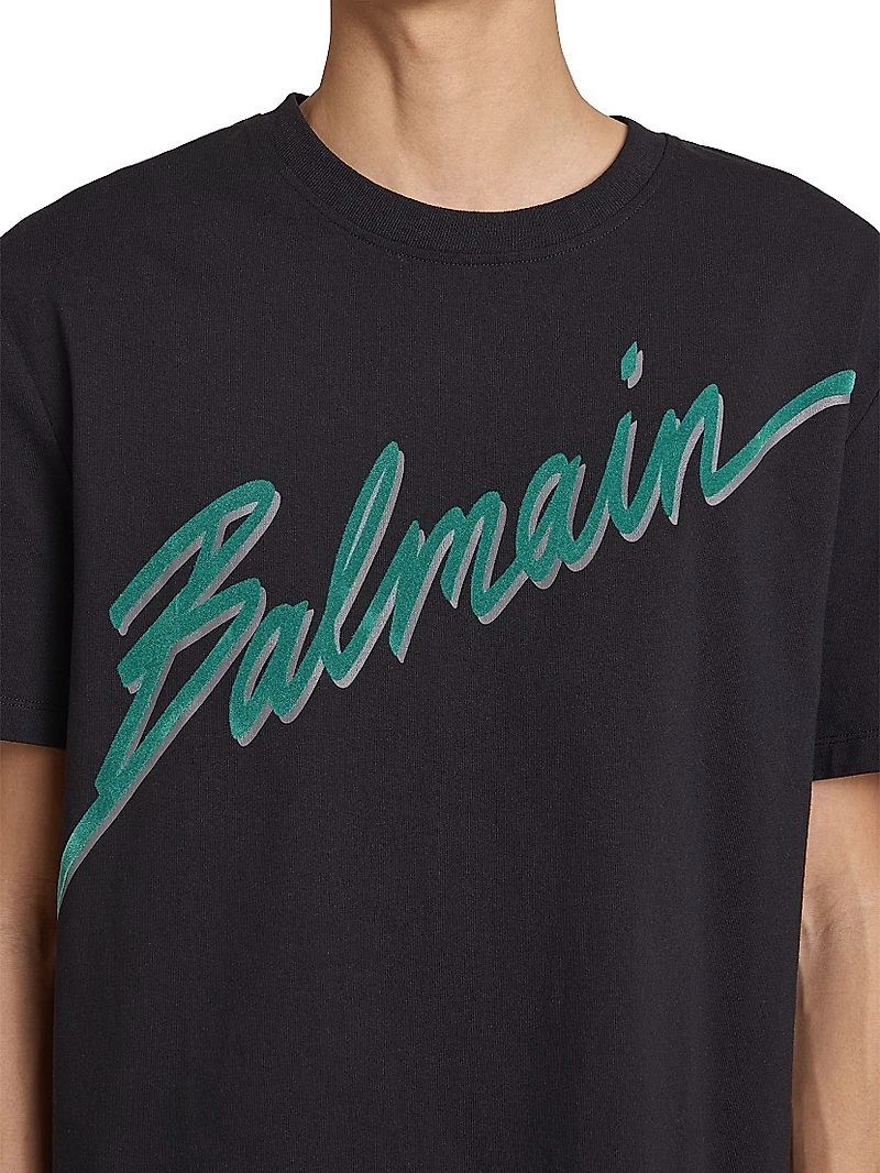 Flocked Logo Cotton T-Shirt