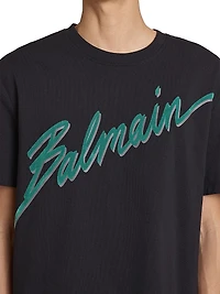 Flocked Logo Cotton T-Shirt