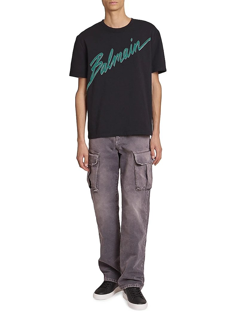 Flocked Logo Cotton T-Shirt