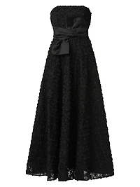 India Lace Strapless Tea-Length Dress