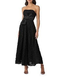 India Lace Strapless Tea-Length Dress