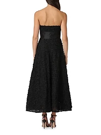 India Lace Strapless Tea-Length Dress