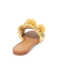 Flower-Detailed Raffia Sandals