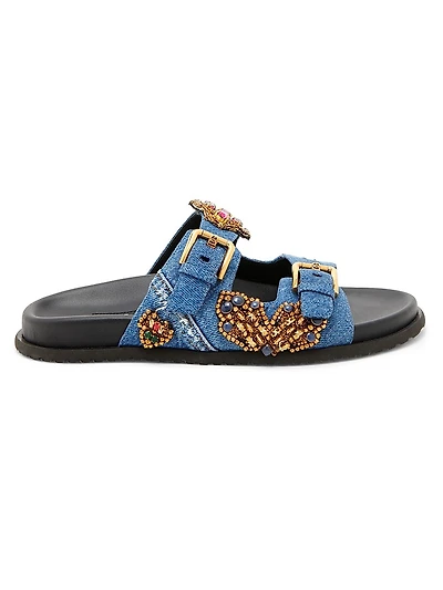Like a Virgin Embellished Denim Sandals
