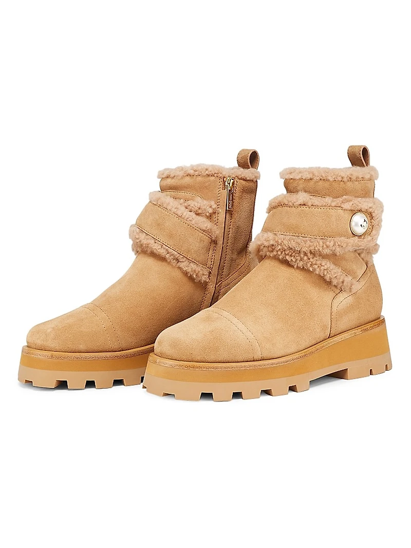 Meena Shearling Suede Ankle Boots