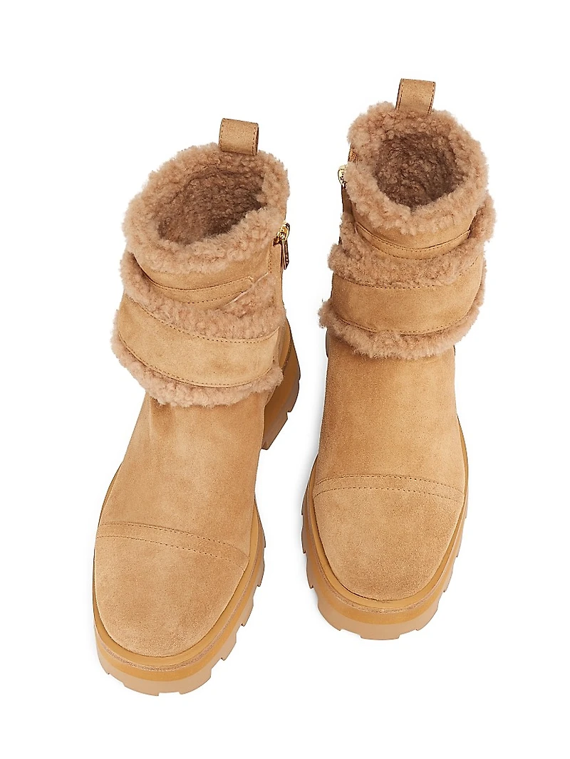Meena Shearling Suede Ankle Boots