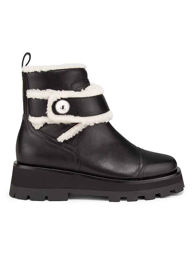 Meena Leather Shearling Ankle Boots