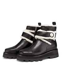 Meena Leather Shearling Ankle Boots