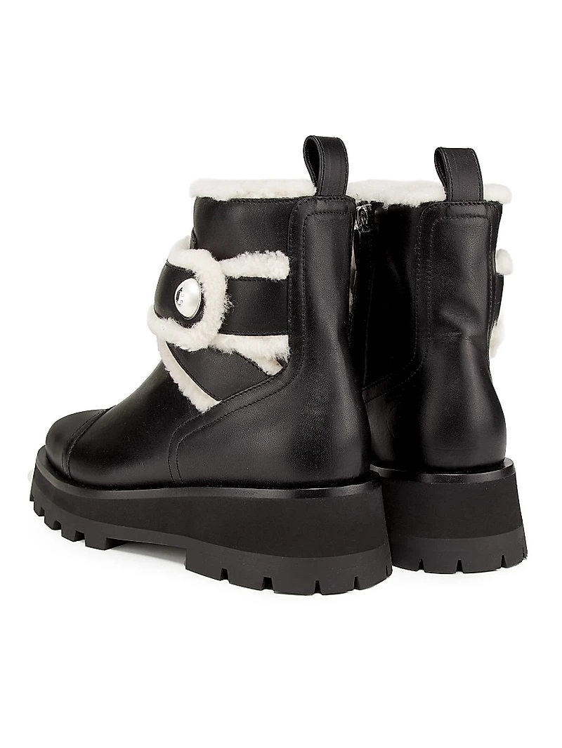 Meena Leather Shearling Ankle Boots