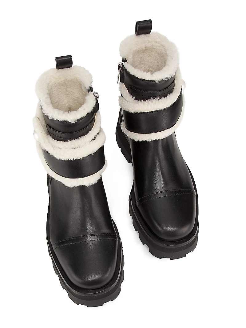 Meena Leather Shearling Ankle Boots