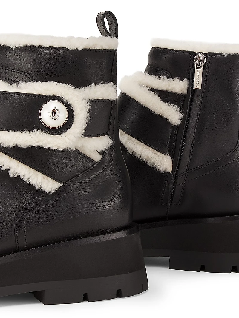 Meena Leather Shearling Ankle Boots