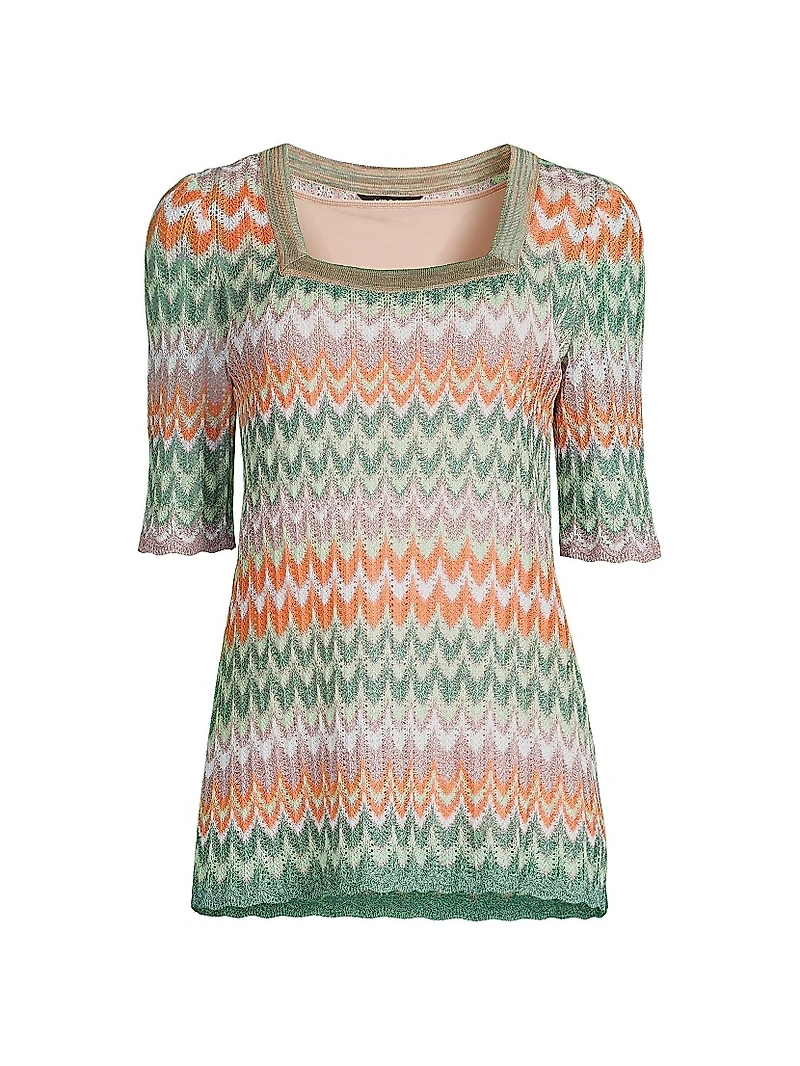 Pointelle Zigzag Knit Tunic