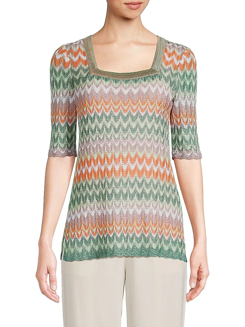 Pointelle Zigzag Knit Tunic