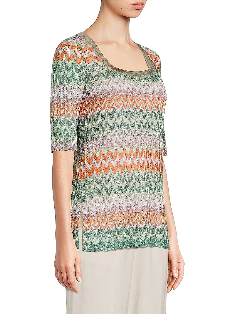 Pointelle Zigzag Knit Tunic