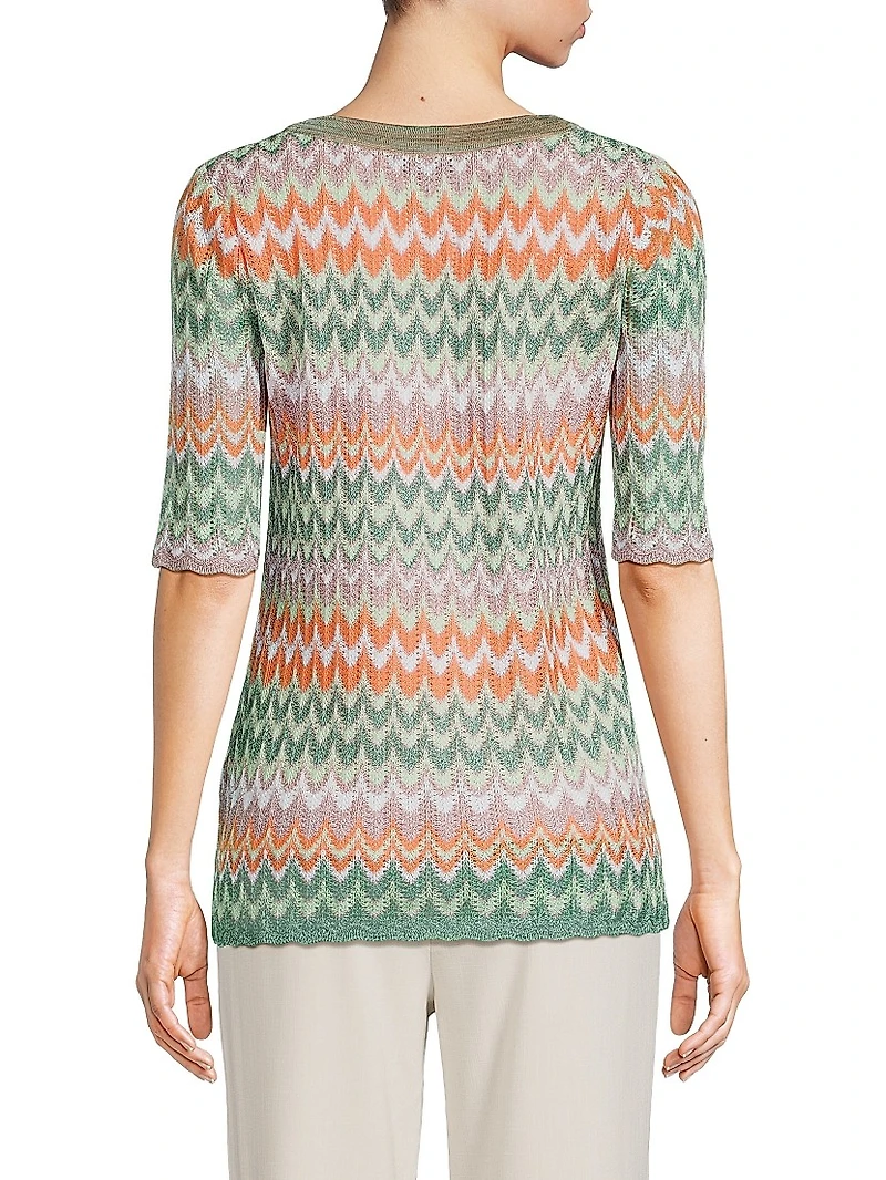Pointelle Zigzag Knit Tunic