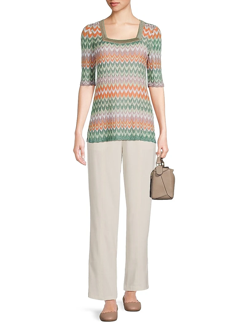 Pointelle Zigzag Knit Tunic