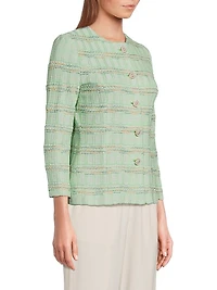 Tailored Soft Plaid Textured Knit Jacket