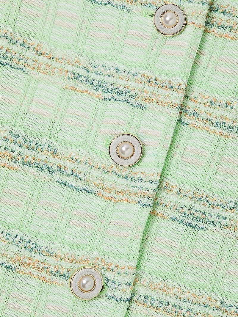 Tailored Soft Plaid Textured Knit Jacket