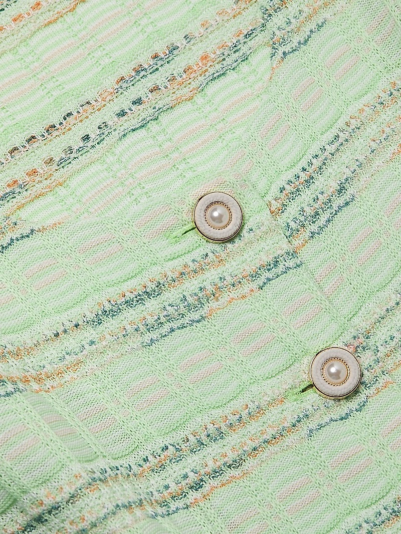 Plaid Textured Knit Button-Front Minidress