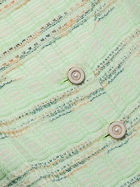 Plaid Textured Knit Button-Front Minidress
