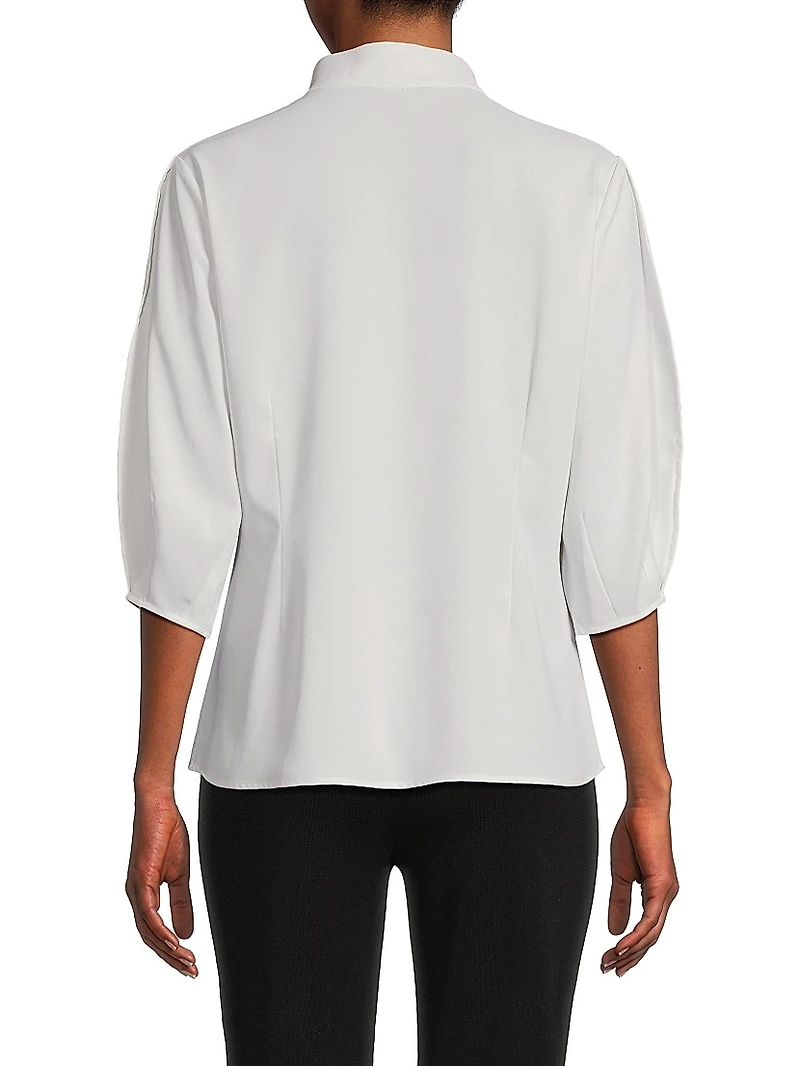 Floral Embroidered Crepe De Chine Blouse